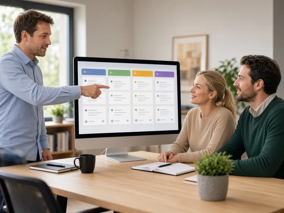 A TracktCRM reseller partner training a client team on their new sales pipeline