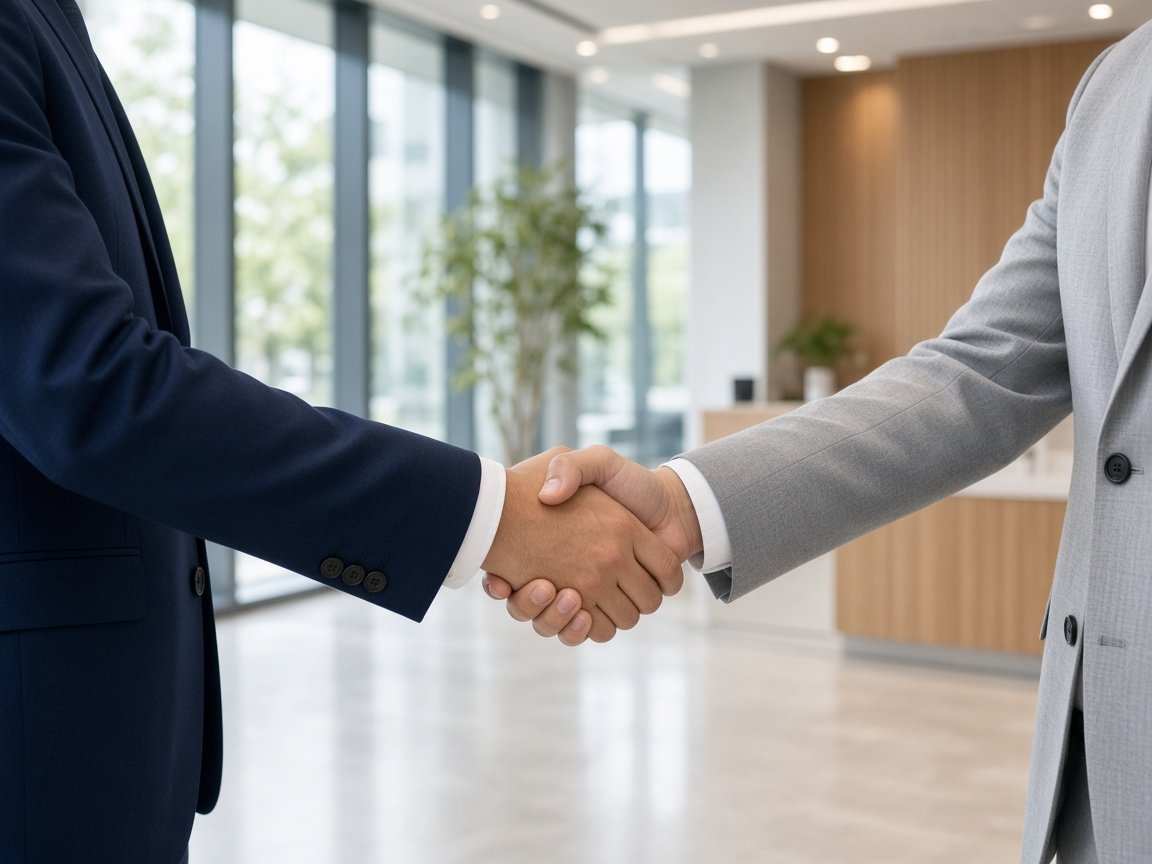 Handshake closing a property partnership deal